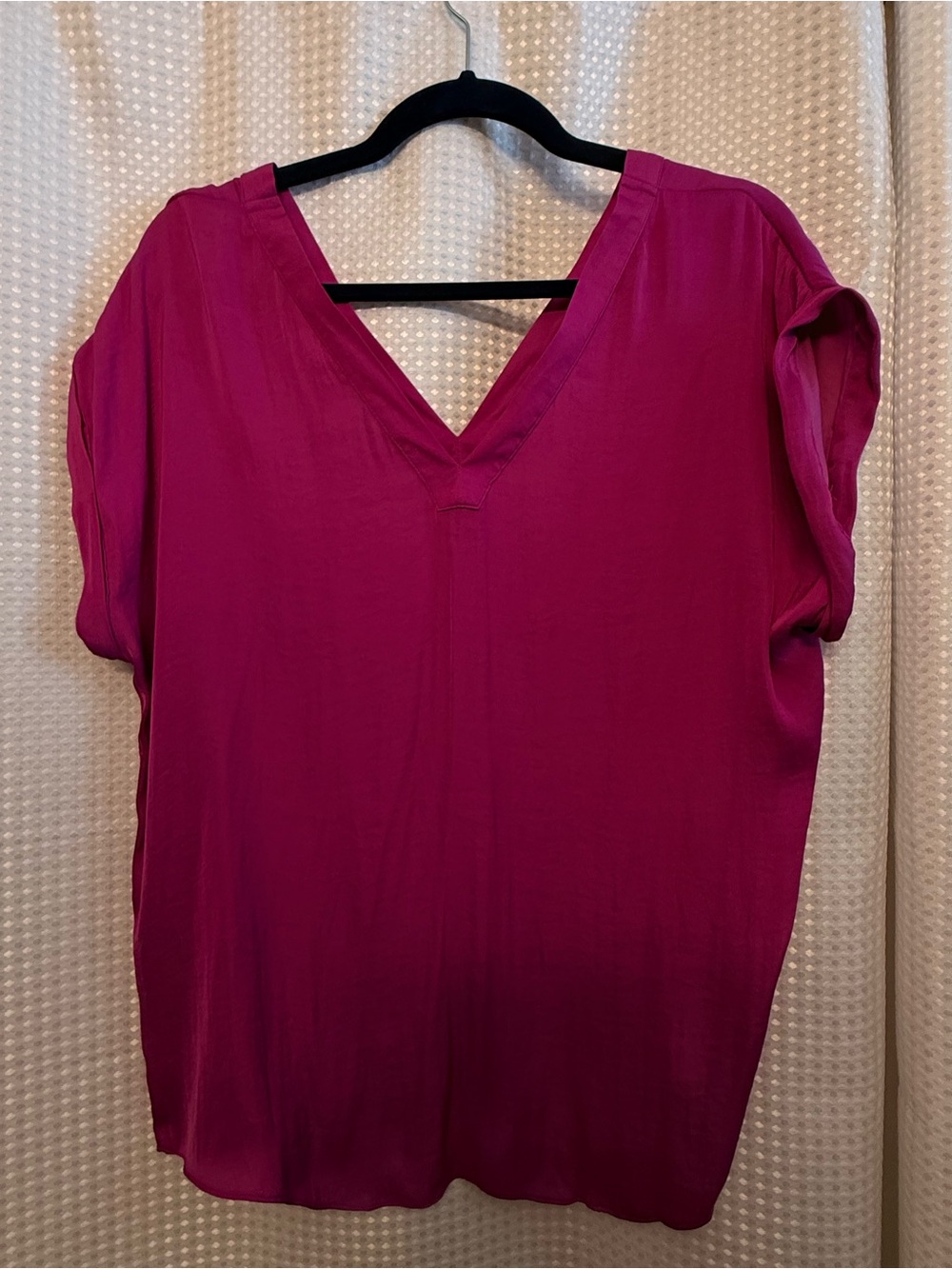 Naked Zebra Women's V-Neck Blouse in Fuchsia
